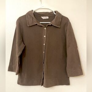 Fresh Produce Women's 
Button Up Jacket, Cardigan Shirt Brown Size Small cotton